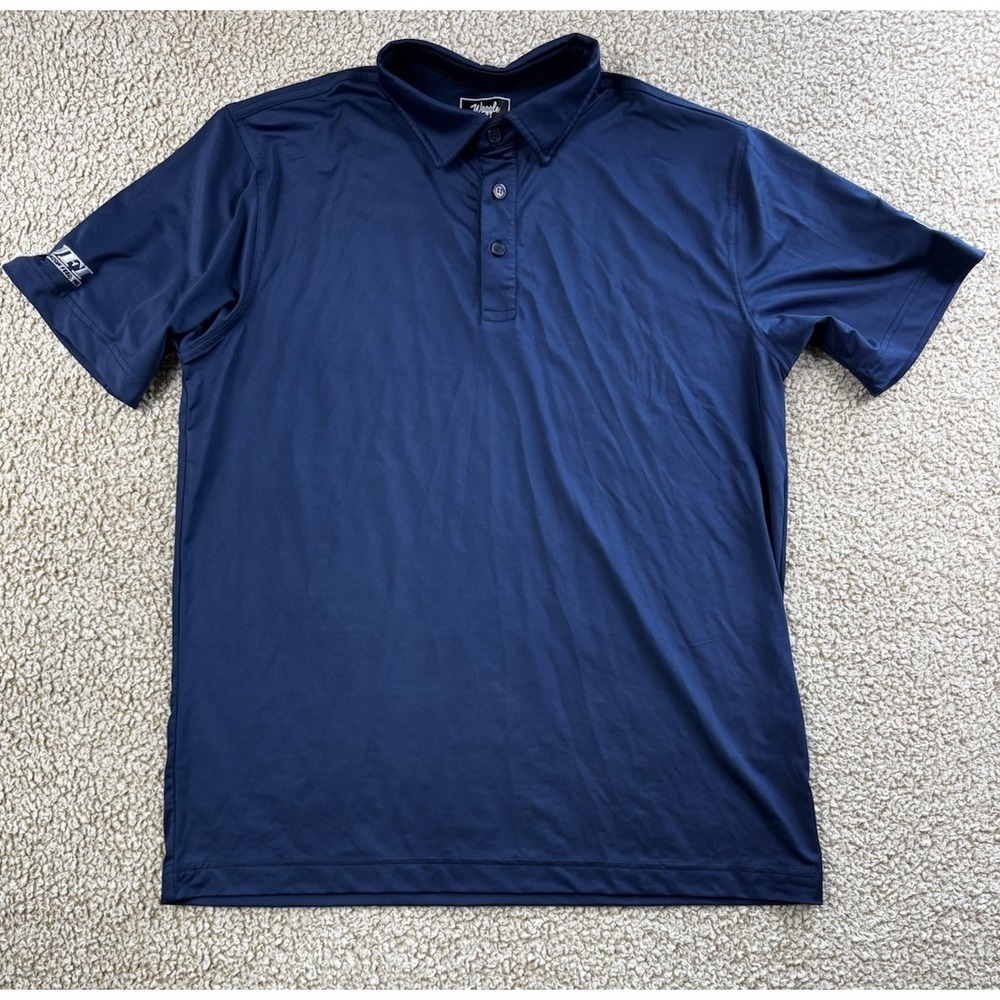 Waggle Brand Golf Polo Shirt Mens Large Blue Short Sleeve Performance Stretch - Picture 1 of 8